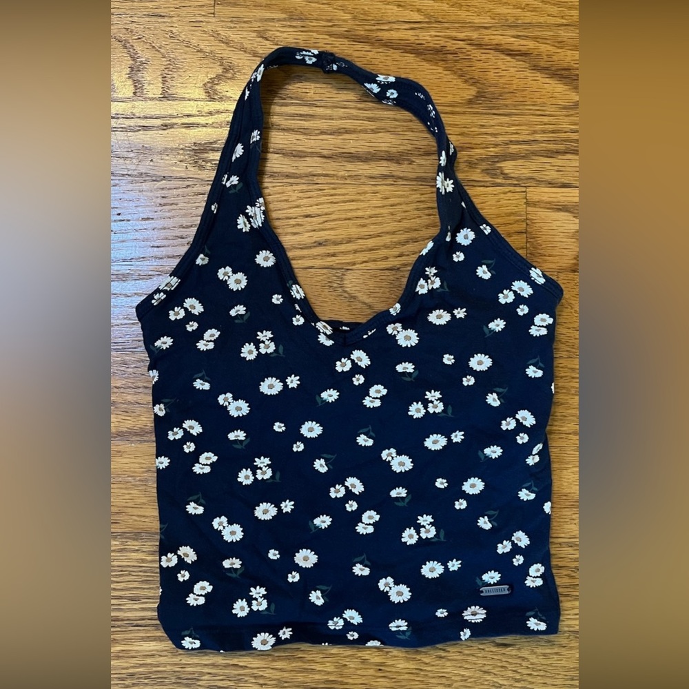 Hollister size XS Navy with white flowers halter top